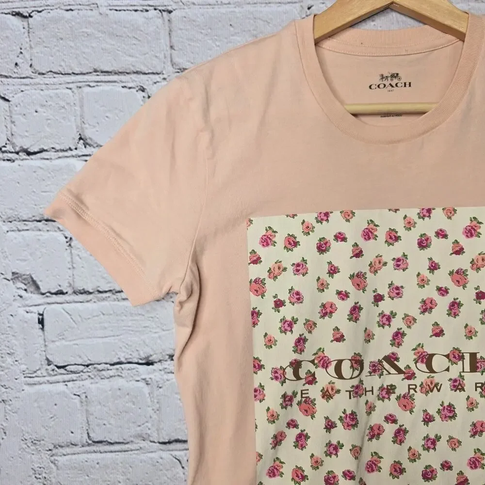 Coach Spring Blossom Signature‎ Square Classic 100% Cotton Short Sleev Tshirt Sm